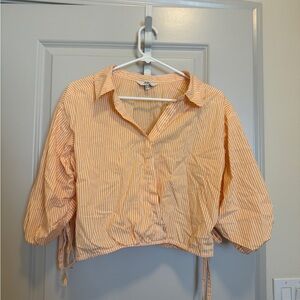Lily orange striped shirt size xxs adjustable cuffs